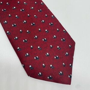 Kai Long Red Silk Handmade Panda Print Tie